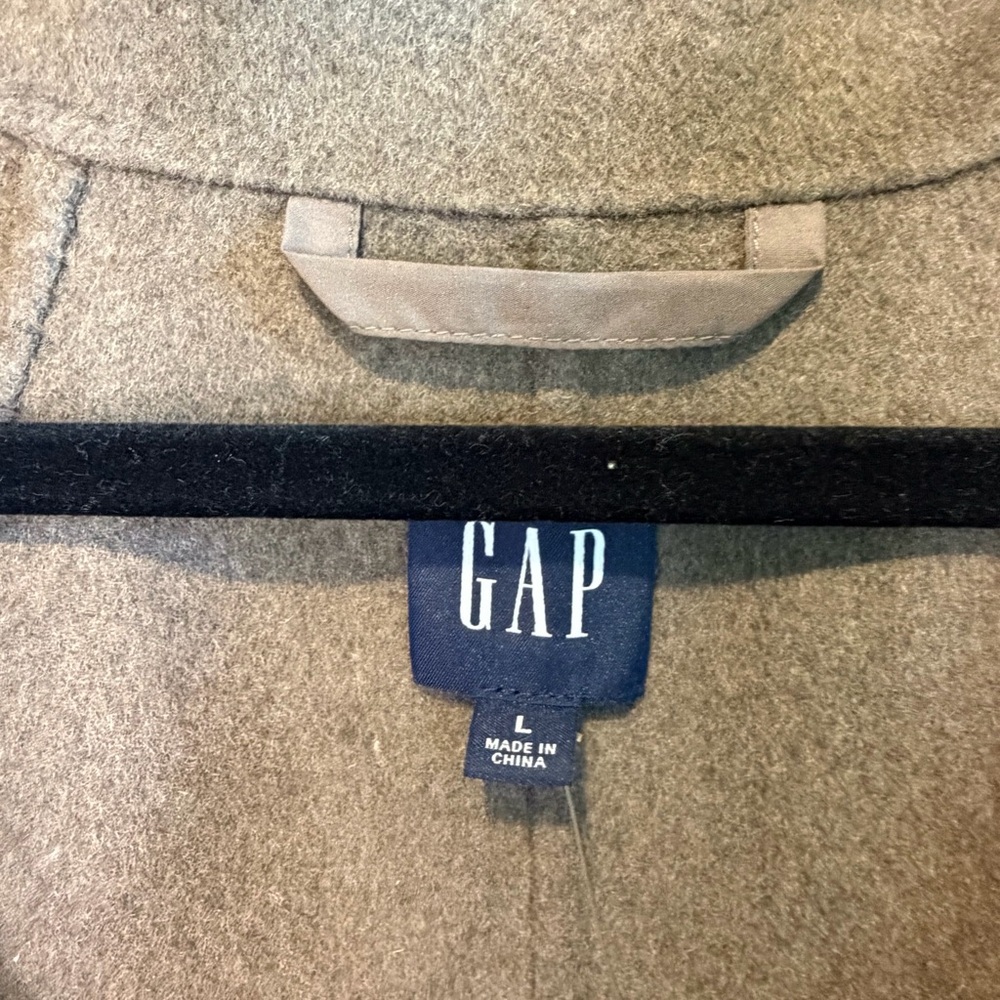 GAP Wool Blend Wrap Coat Large Taupe Belted Long NWT $248 - Picture 6 of 12